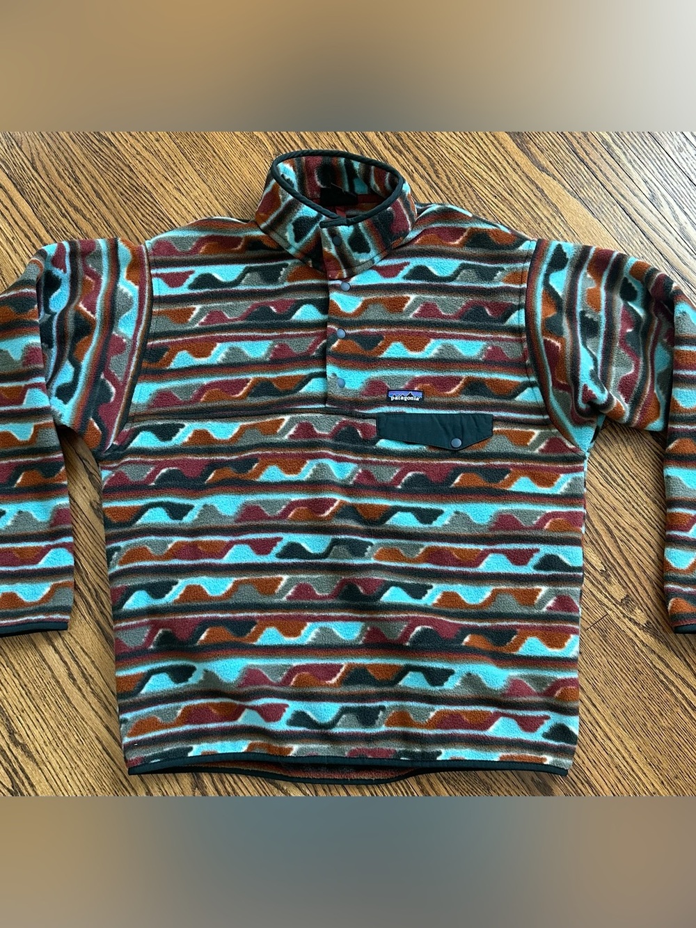 Patagonia Striped Fleece Snap Pullover - Teal, Rust, Burgundy, Black